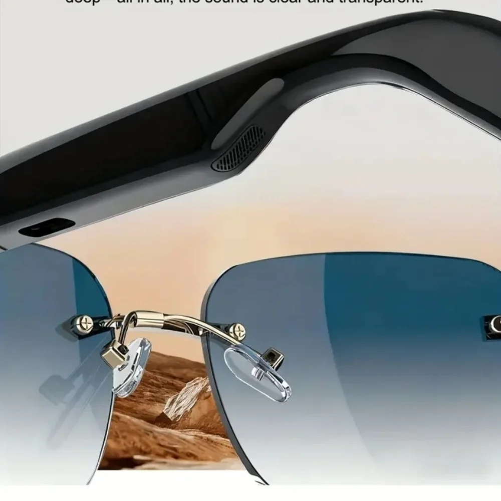 Smart Audio Glasses with Black and Gold Frame